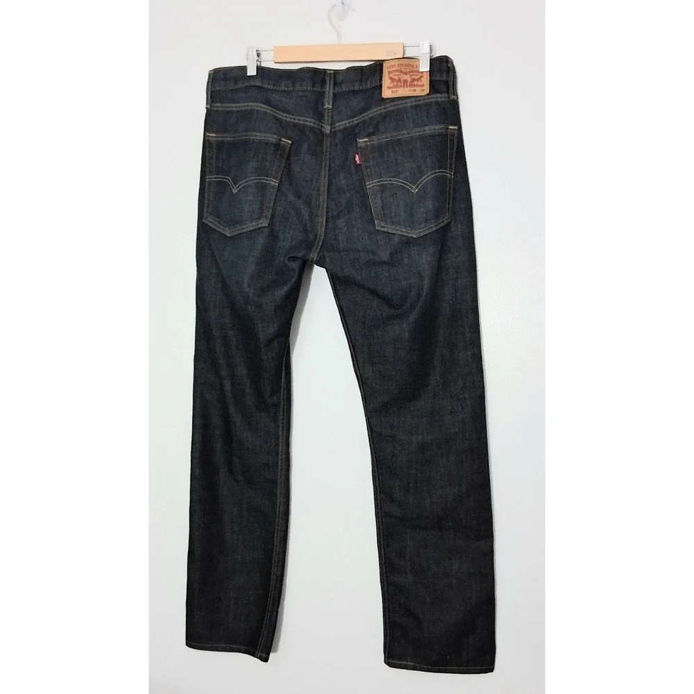 Levi's 513 Jeans Men's Size 36x32 Dark Wash Denim Pockets Zip Pre-owned